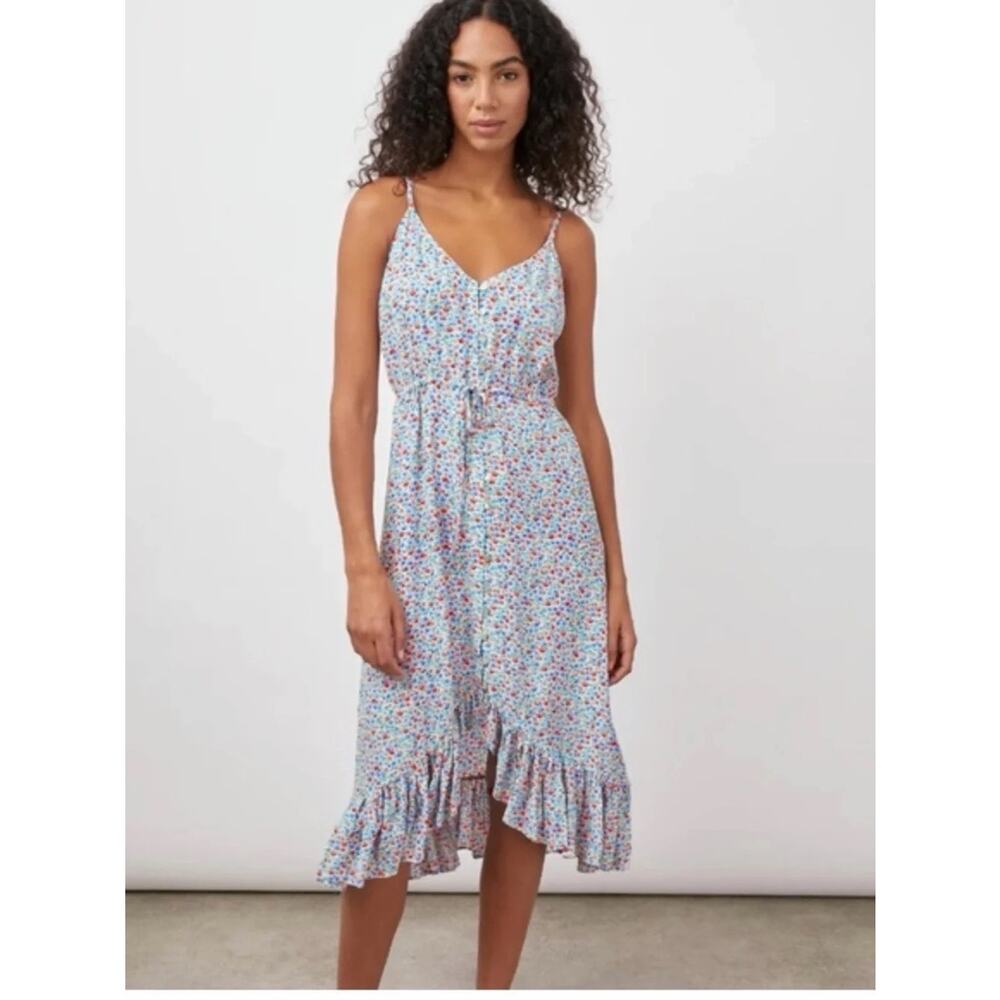 Rails Frida Floral Wild Daisies High-Low Ruffle Hem Midi Dress Size M
